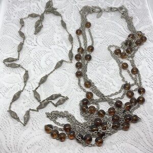 Curated bundle Talbots and vintage chain station necklaces lot 2 layered look.